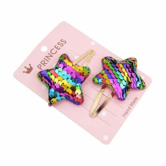 Gradient color flip sequin five-pointed star love crown child baby hairpin BB Hair Clips for Baby Girls Kids Hair Accessories