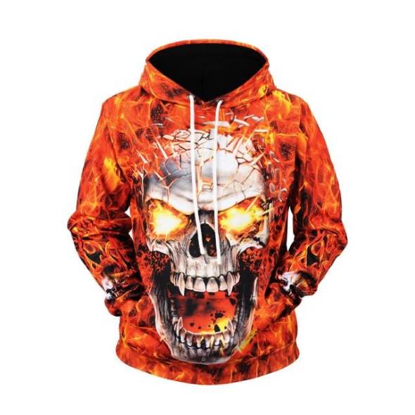 Hoodie 2019 New Style Fire Skull Printed Men's Sweatshirts & Hoodies Large Size Coat Autumn And Winter Sweater Fashion