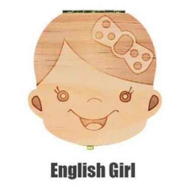 Baby Tooth Box Poland/English/Dutch/Russian/French /Italian Wooden Milk Teeth Organizer Storage Boys Girls Baby Souvenirs Gift