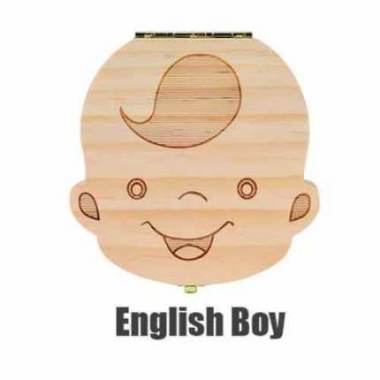 Baby Tooth Box Poland/English/Dutch/Russian/French /Italian Wooden Milk Teeth Organizer Storage Boys Girls Baby Souvenirs Gift