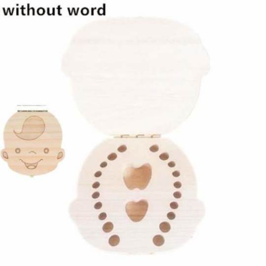 Baby Tooth Box Poland/English/Dutch/Russian/French /Italian Wooden Milk Teeth Organizer Storage Boys Girls Baby Souvenirs Gift