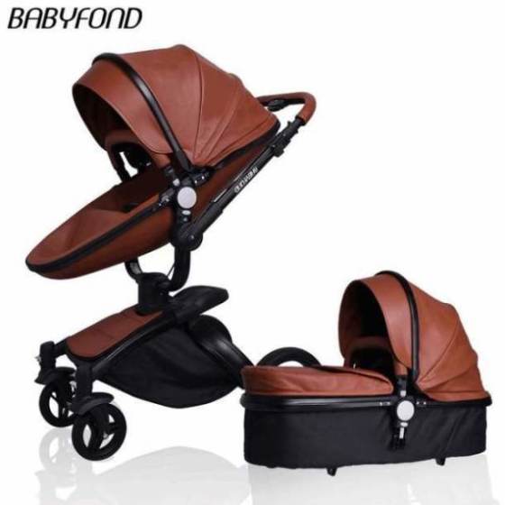 Free ship! Babyfond  3 in 1 baby stroller 360 degree rotate Carriage gold frame PU Pram EU safety Car Seat with Bassinet newborn