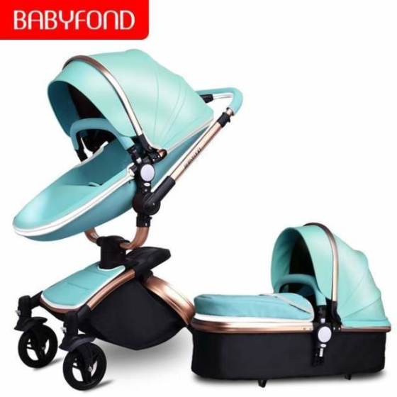 Free ship! Babyfond  3 in 1 baby stroller 360 degree rotate Carriage gold frame PU Pram EU safety Car Seat with Bassinet newborn