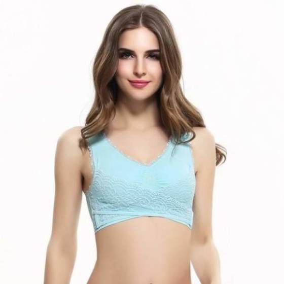 M-3XL Women Underwear Sexy Lingerie Lace Solid Color Cross Side Buckle Wireless Push up Breathable Sleep Sports Bra бюстгалтер