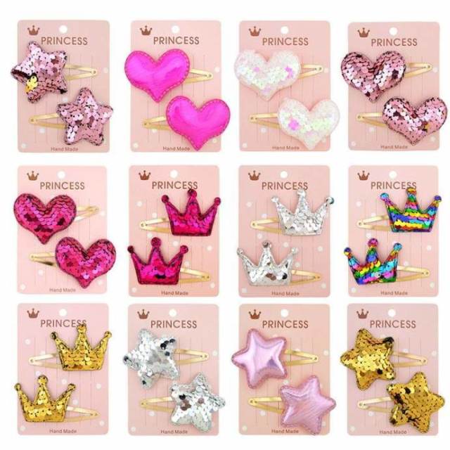 Gradient color flip sequin five-pointed star love crown child baby hairpin BB Hair Clips for Baby Girls Kids Hair Accessories