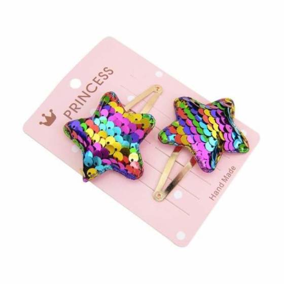 Gradient color flip sequin five-pointed star love crown child baby hairpin BB Hair Clips for Baby Girls Kids Hair Accessories