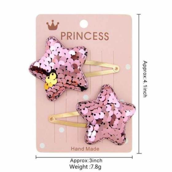 Gradient color flip sequin five-pointed star love crown child baby hairpin BB Hair Clips for Baby Girls Kids Hair Accessories