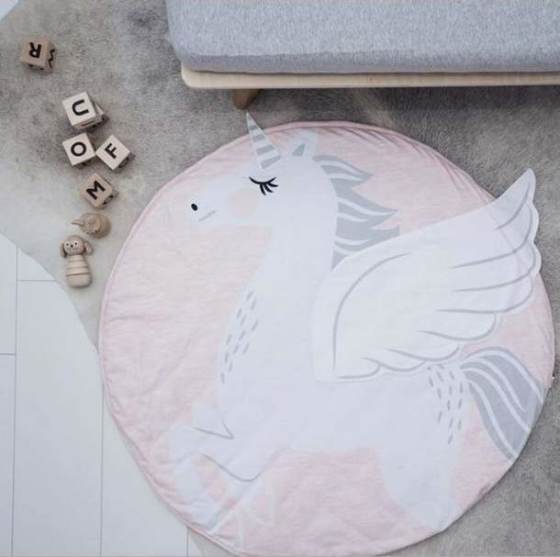 90CM Kids Play Game Mats Round Carpet Rugs Mat Cotton Swan Crawling Blanket Floor Carpet For Kids Room Decoration INS Baby Gifts