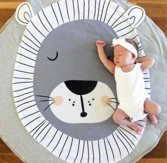 90CM Kids Play Game Mats Round Carpet Rugs Mat Cotton Swan Crawling Blanket Floor Carpet For Kids Room Decoration INS Baby Gifts