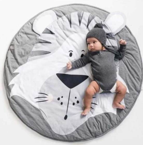 90CM Kids Play Game Mats Round Carpet Rugs Mat Cotton Swan Crawling Blanket Floor Carpet For Kids Room Decoration INS Baby Gifts