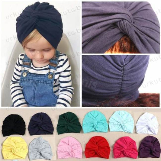 New Toddler Kids Baby Turban Head Wrap Hat Children Girls Cotton Blends Hat Lovely Soft Cute