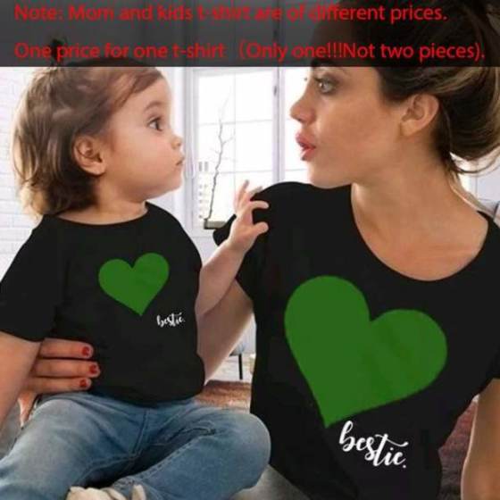 Gourd doll Mommy and me clothes Mother Daughter Matching family outfits T shirt mom Kids Baby Girls soft cotton Heart print Tops