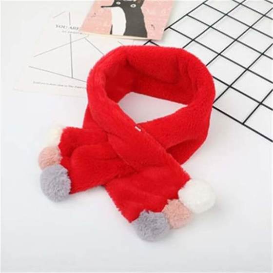 Winter Cute Children Scarf Boy Girls Scarves Baby Imitation Rabbit Fur Collar Scarf with Pompom Neck Warmers Christmas Gift