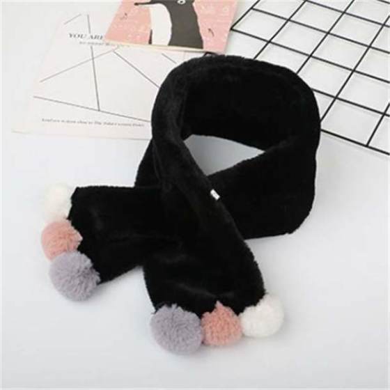 Winter Cute Children Scarf Boy Girls Scarves Baby Imitation Rabbit Fur Collar Scarf with Pompom Neck Warmers Christmas Gift