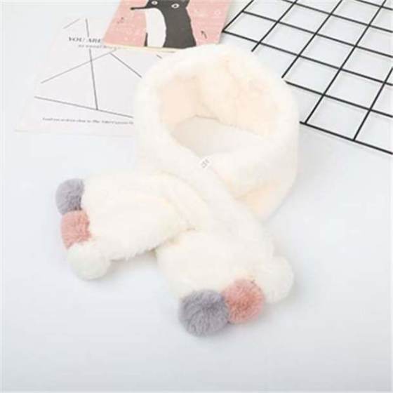 Winter Cute Children Scarf Boy Girls Scarves Baby Imitation Rabbit Fur Collar Scarf with Pompom Neck Warmers Christmas Gift