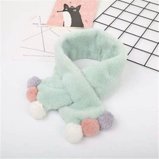 Winter Cute Children Scarf Boy Girls Scarves Baby Imitation Rabbit Fur Collar Scarf with Pompom Neck Warmers Christmas Gift