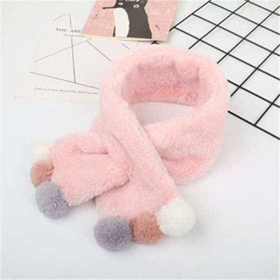 Winter Cute Children Scarf Boy Girls Scarves Baby Imitation Rabbit Fur Collar Scarf with Pompom Neck Warmers Christmas Gift