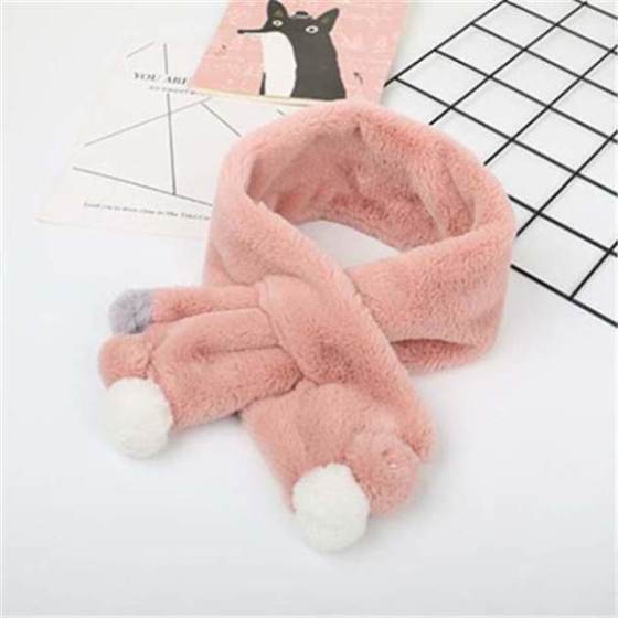 Winter Cute Children Scarf Boy Girls Scarves Baby Imitation Rabbit Fur Collar Scarf with Pompom Neck Warmers Christmas Gift