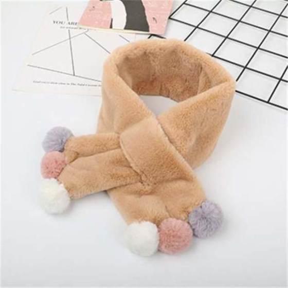 Winter Cute Children Scarf Boy Girls Scarves Baby Imitation Rabbit Fur Collar Scarf with Pompom Neck Warmers Christmas Gift