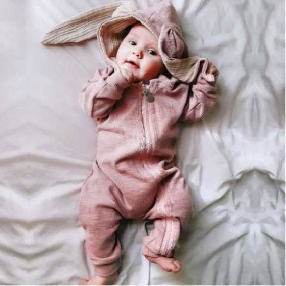 Baby clothes crawling baby suit onesies newborn baby cartoon big rabbit ears zipper clothes jumpsuit cotton coat outside romper