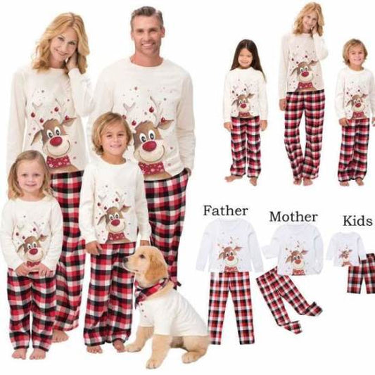 2019 Family Christmas Pajamas Set Deer Print Adult Women Kids Family Matching Clothes Xmas Family Sleepwear 2PCS Sets Top+Pants