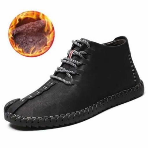 2019 Winter Shoes Men Warm Boots Men Fur High Quality Split Leather Wterproof Ankle Snow Boots Lace-Up Comfortable New Big size