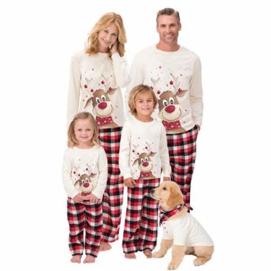 2019 Family Christmas Pajamas Set Deer Print Adult Women Kids Xmas Family Sleepwear Family Look Clothe Matching Family Outfits