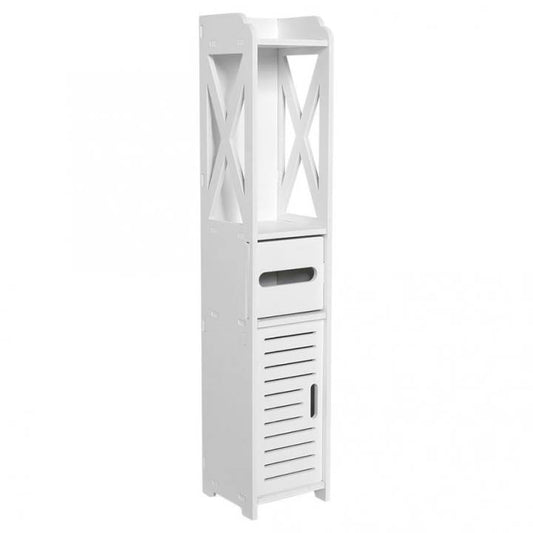 Bathroom Cabinet 80X15.5X15.5CM Bathroom Toilet Furniture Cabinet White Wood-Plastic Board Cupboard Shelf Tissue Storage Rack