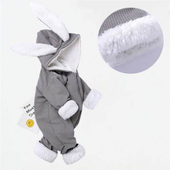 Baby clothes crawling baby suit onesies newborn baby cartoon big rabbit ears zipper clothes jumpsuit cotton coat outside romper