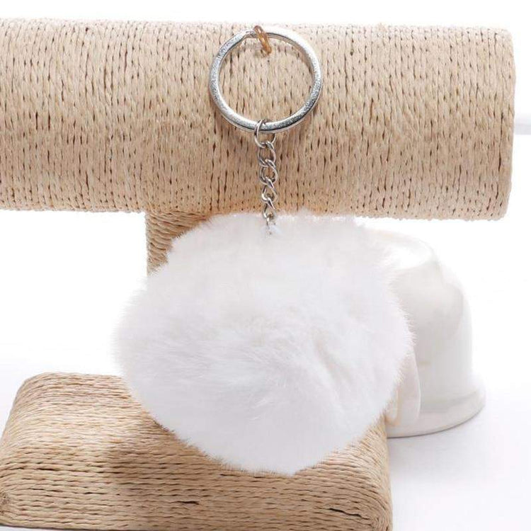 simple key chain Fur ball Pompon Keychain Pompom Artificial Rabbit Fur Animal Keychains For Woman Car Bag KeyRing 14 colors