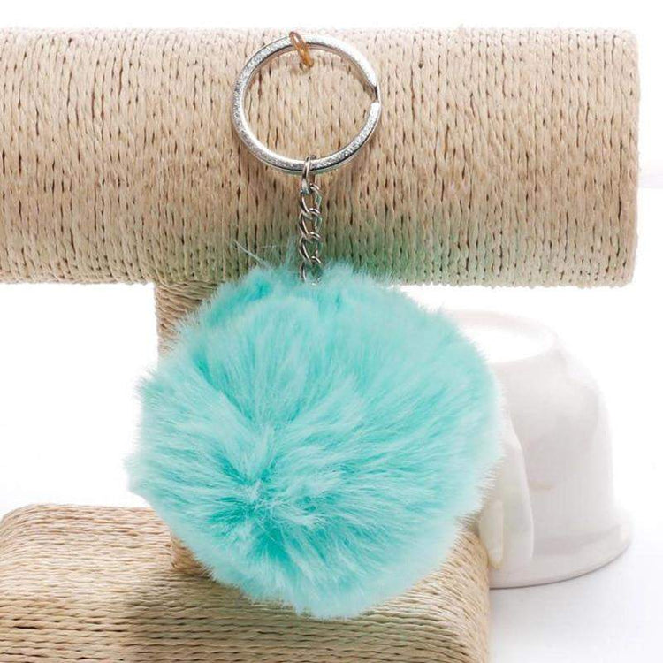 simple key chain Fur ball Pompon Keychain Pompom Artificial Rabbit Fur Animal Keychains For Woman Car Bag KeyRing 14 colors