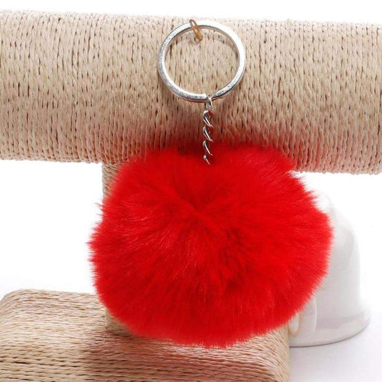 simple key chain Fur ball Pompon Keychain Pompom Artificial Rabbit Fur Animal Keychains For Woman Car Bag KeyRing 14 colors