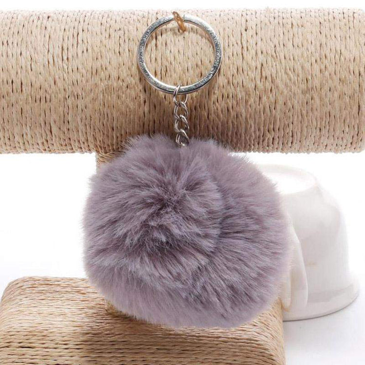 simple key chain Fur ball Pompon Keychain Pompom Artificial Rabbit Fur Animal Keychains For Woman Car Bag KeyRing 14 colors