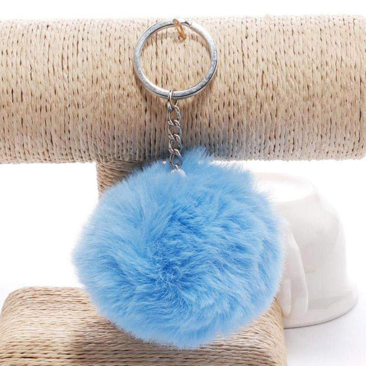 simple key chain Fur ball Pompon Keychain Pompom Artificial Rabbit Fur Animal Keychains For Woman Car Bag KeyRing 14 colors