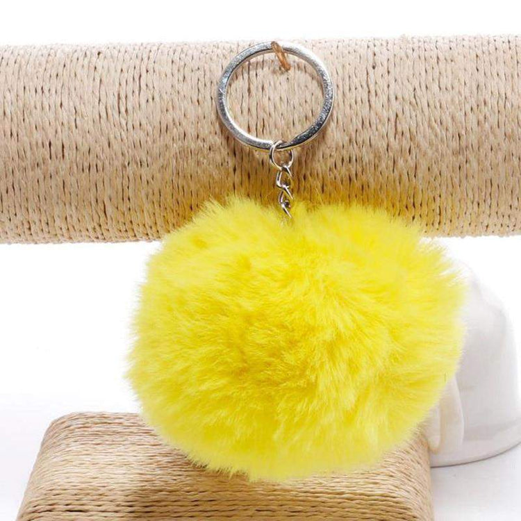 simple key chain Fur ball Pompon Keychain Pompom Artificial Rabbit Fur Animal Keychains For Woman Car Bag KeyRing 14 colors