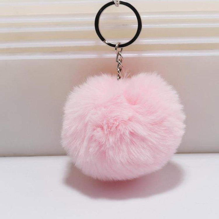 simple key chain Fur ball Pompon Keychain Pompom Artificial Rabbit Fur Animal Keychains For Woman Car Bag KeyRing 14 colors