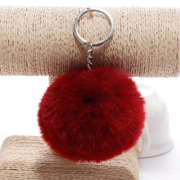 simple key chain Fur ball Pompon Keychain Pompom Artificial Rabbit Fur Animal Keychains For Woman Car Bag KeyRing 14 colors