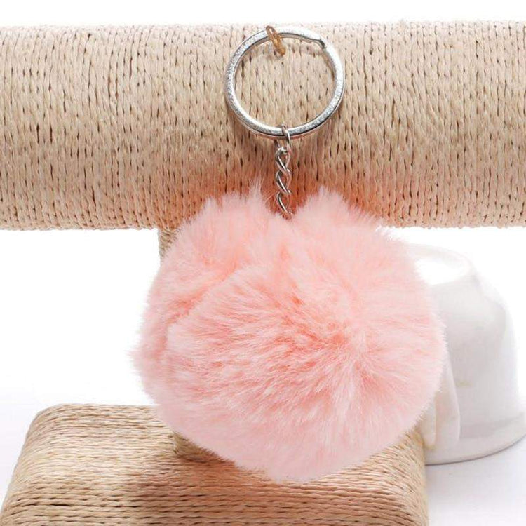 simple key chain Fur ball Pompon Keychain Pompom Artificial Rabbit Fur Animal Keychains For Woman Car Bag KeyRing 14 colors