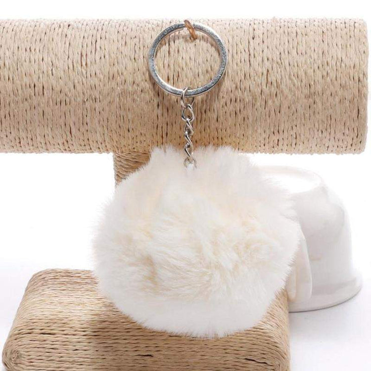 simple key chain Fur ball Pompon Keychain Pompom Artificial Rabbit Fur Animal Keychains For Woman Car Bag KeyRing 14 colors