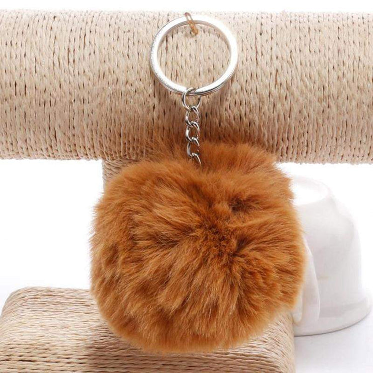 simple key chain Fur ball Pompon Keychain Pompom Artificial Rabbit Fur Animal Keychains For Woman Car Bag KeyRing 14 colors