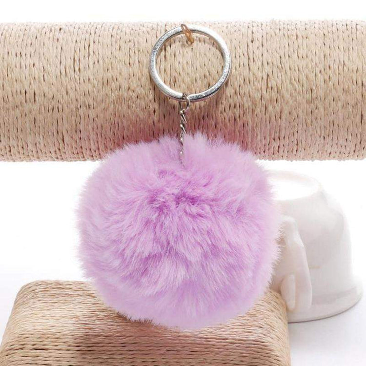 simple key chain Fur ball Pompon Keychain Pompom Artificial Rabbit Fur Animal Keychains For Woman Car Bag KeyRing 14 colors