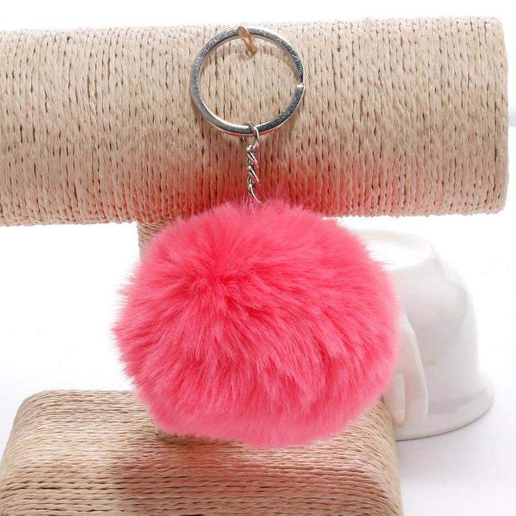 simple key chain Fur ball Pompon Keychain Pompom Artificial Rabbit Fur Animal Keychains For Woman Car Bag KeyRing 14 colors