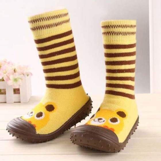 Newborn Baby Boys Girls Socks With Anti-Slip Soft Rubber Soled Outdoor Foot Socks Infant Children Animal Cartoon Floor Booties