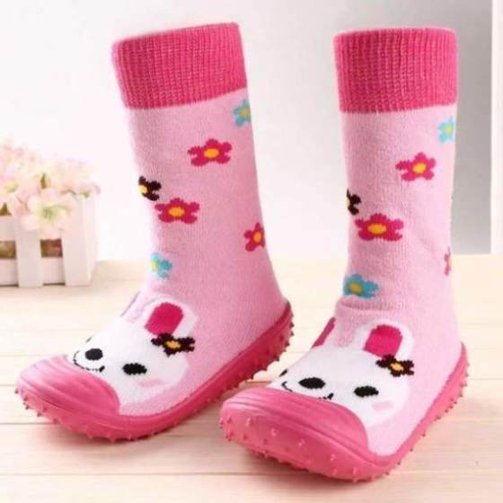 Newborn Baby Boys Girls Socks With Anti-Slip Soft Rubber Soled Outdoor Foot Socks Infant Children Animal Cartoon Floor Booties