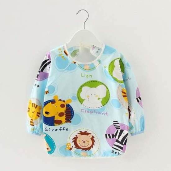 Bandana Bibs Cute Cartoon Baby Bibs Waterproof Infant Eating Children Drawing Long Sleeve Apron Baby Self Feeding Bib