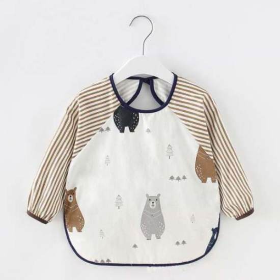 Bandana Bibs Cute Cartoon Baby Bibs Waterproof Infant Eating Children Drawing Long Sleeve Apron Baby Self Feeding Bib