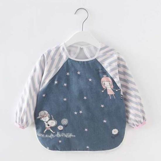 Bandana Bibs Cute Cartoon Baby Bibs Waterproof Infant Eating Children Drawing Long Sleeve Apron Baby Self Feeding Bib