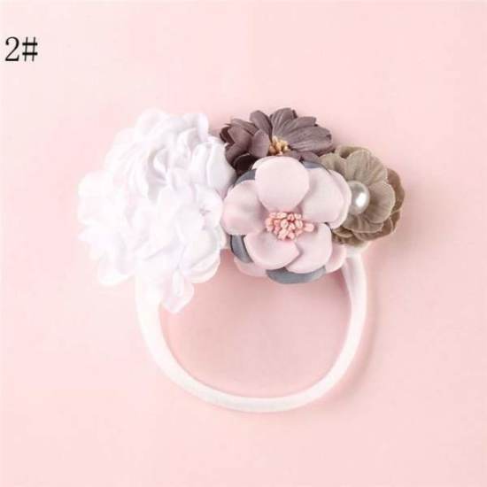 BalleenShiny Fashion Florals Headband Newborn Baby Elastic Princess Hairbands Child Kids Pearl Fresh Style Cute Headwear Gifts