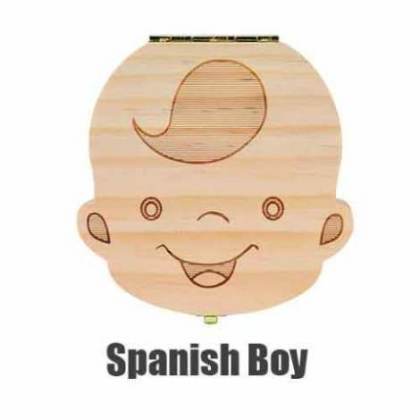 Spanish English Dutch Portugal French Russia  Baby Wood Tooth Box Organizer Milk Teeth Storage Collect Teeth Umbilica Save Gifts